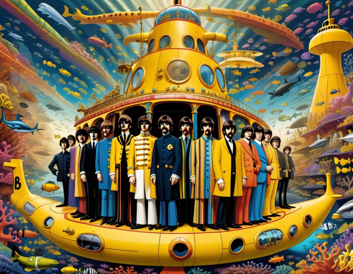 Yellow Submarine Fantasy Portrait in Sea of Time
