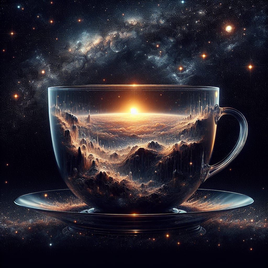 Cosmic Teacup: Hypermaximalist Photorealistic Rendering