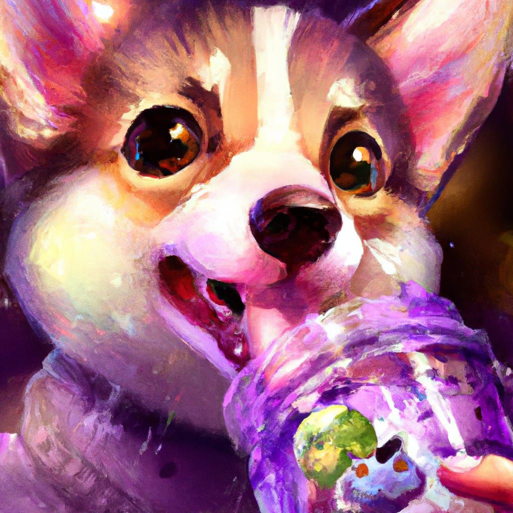 Chibi Corgi with Boba Tea: Digital Illustration