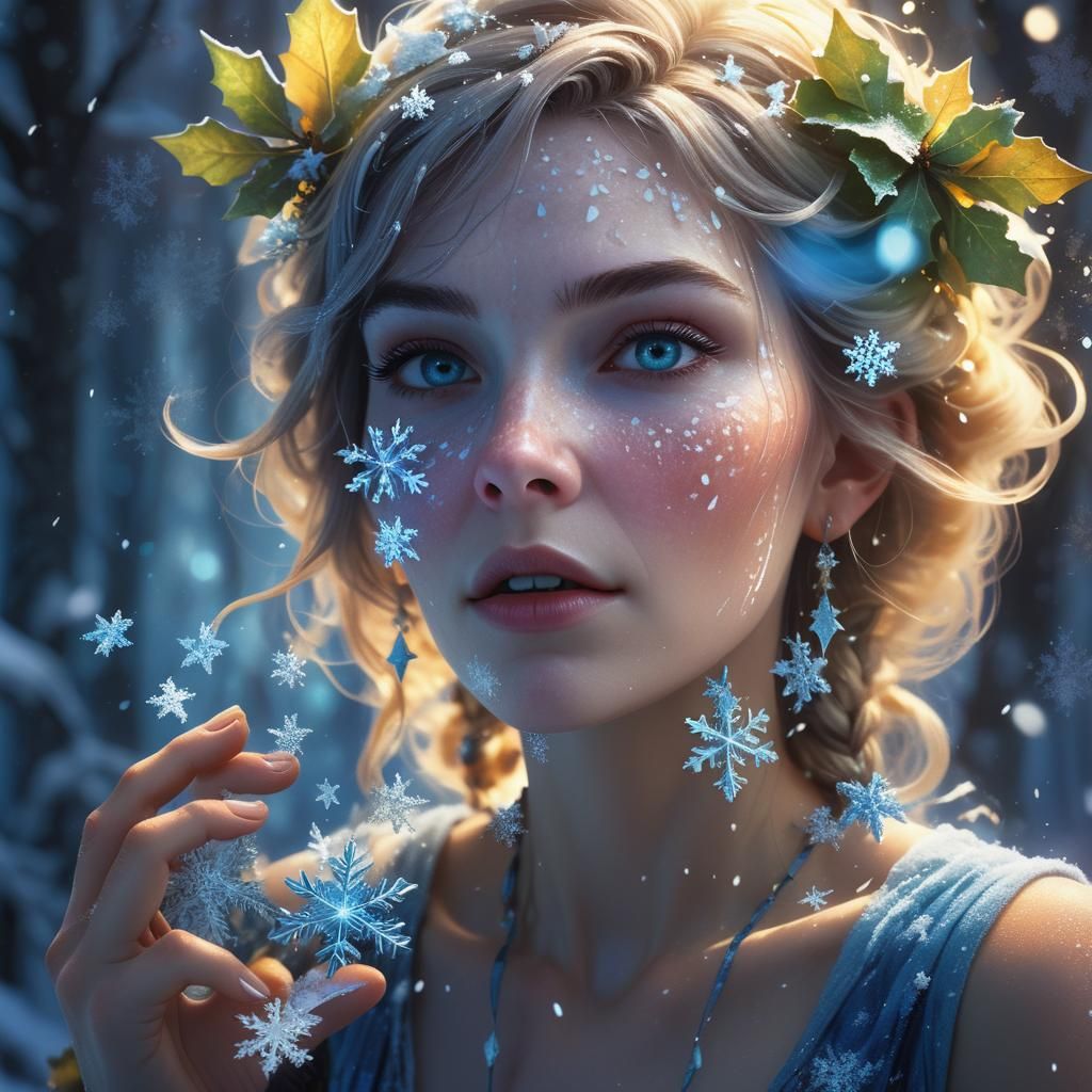 Cinematic Winter Witch Portrait in Ethereal Colors