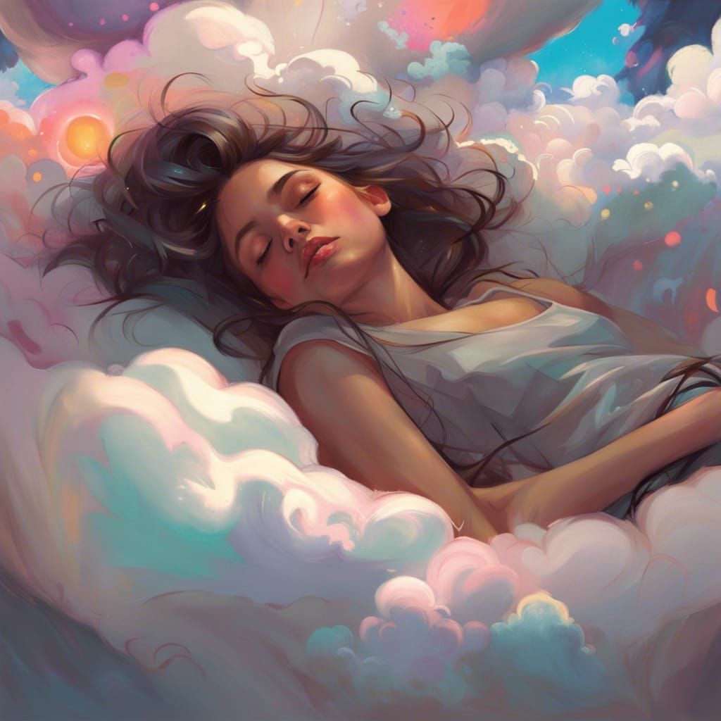 Dreamy Girl's Cloud City Fantasy: Digital Illustration