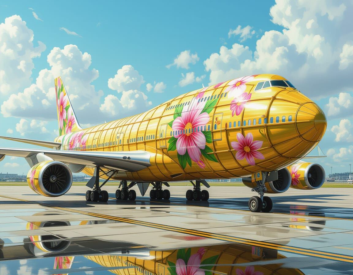 Bamboo Fuselage 747-400 with Floral Paint Scheme
