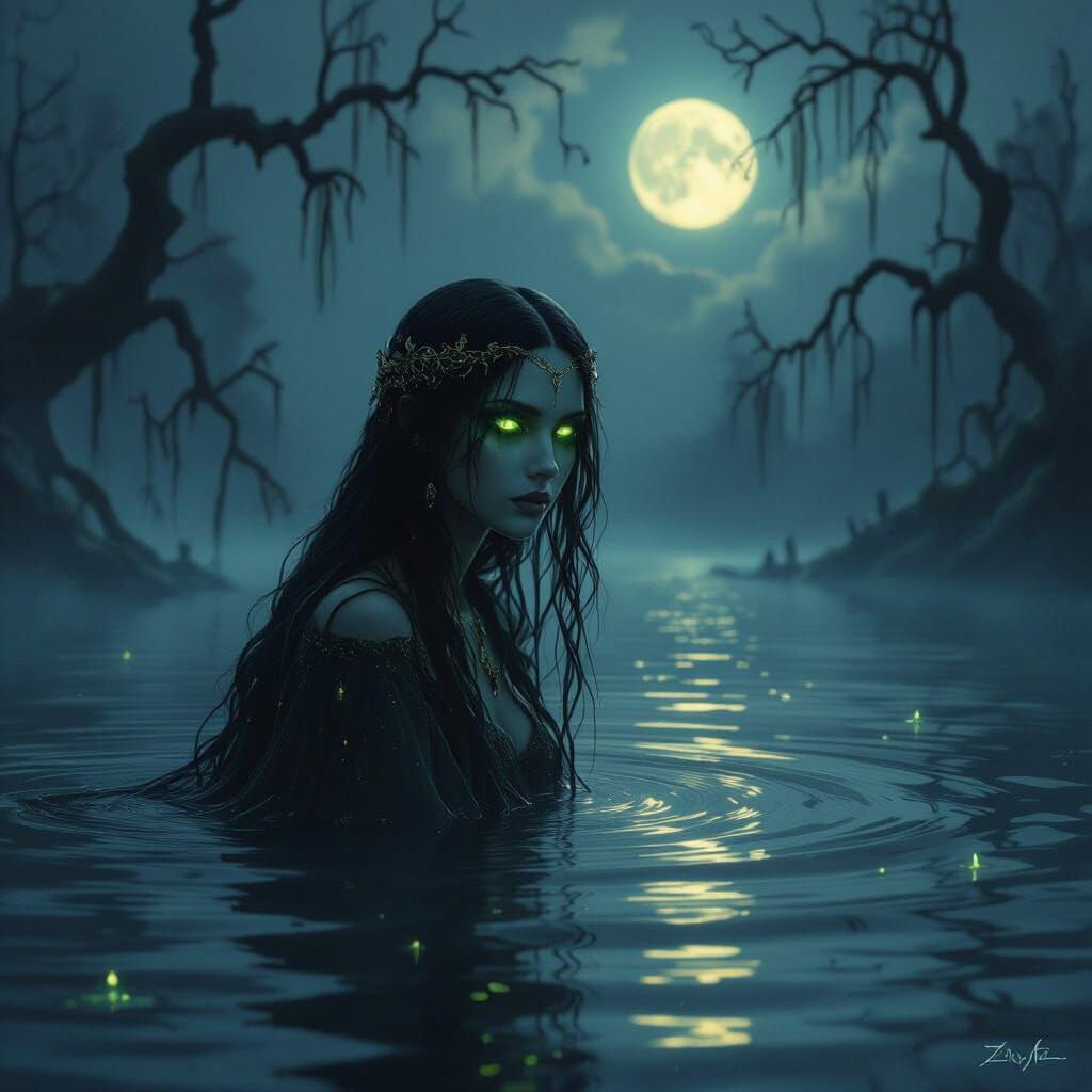 Rusalka's Ethereal Call from Misty Twilight Lake