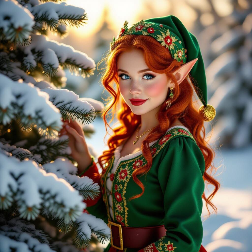 Christmas Elf in Golden Hour Light