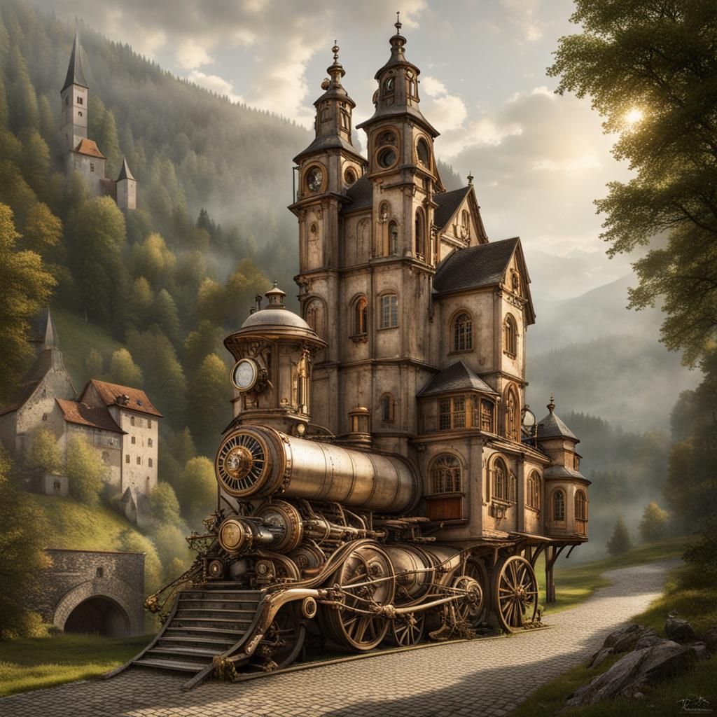 Steampunk Engine at a 17th Century German Abbey