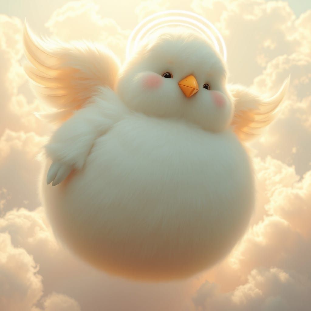 Fluffy Angel Puffin in Soft Focus Light