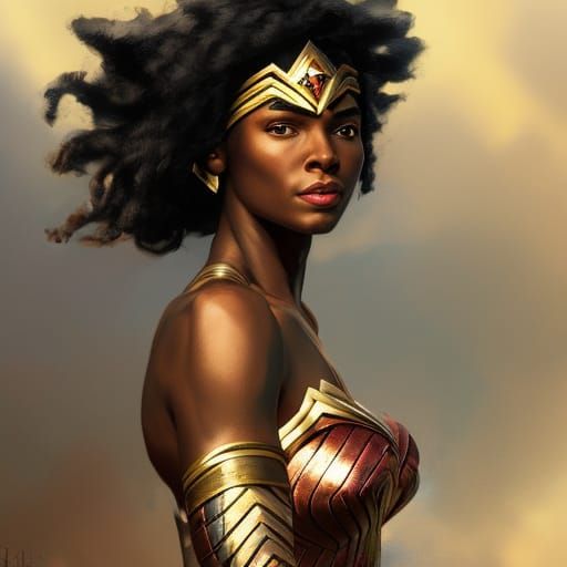 Hyperdetailed Portrait of Black Wonder Woman