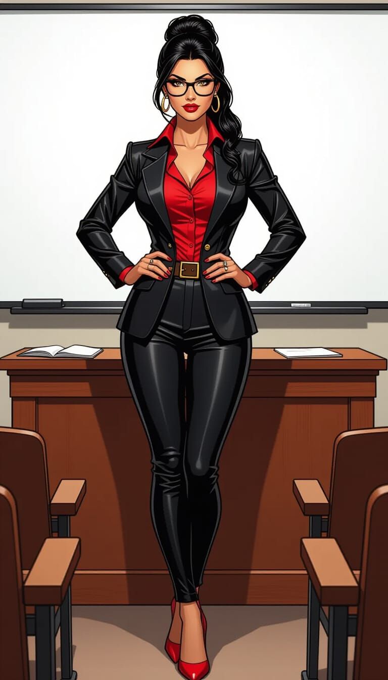 Confident Professor in Comic Art Style