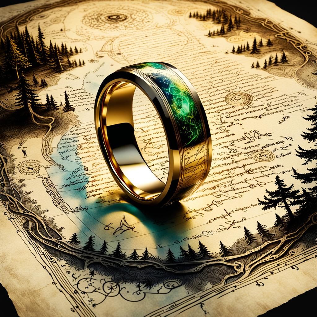The One Ring on Ancient Map Parchment