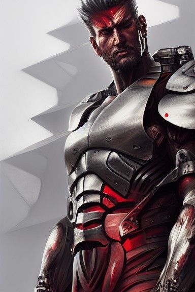 Armored Warrior with Katana in Maximalist Digital Art