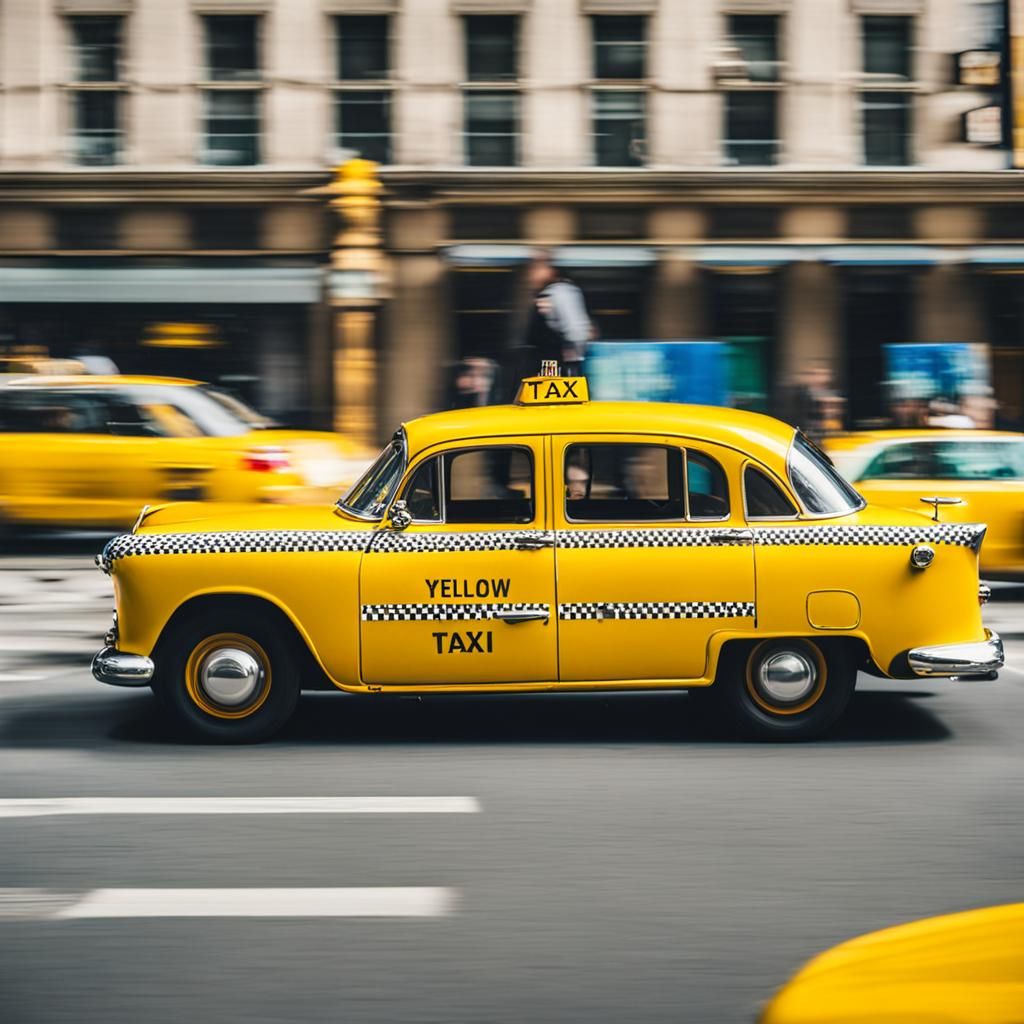 Yellow Taxi Driving Away