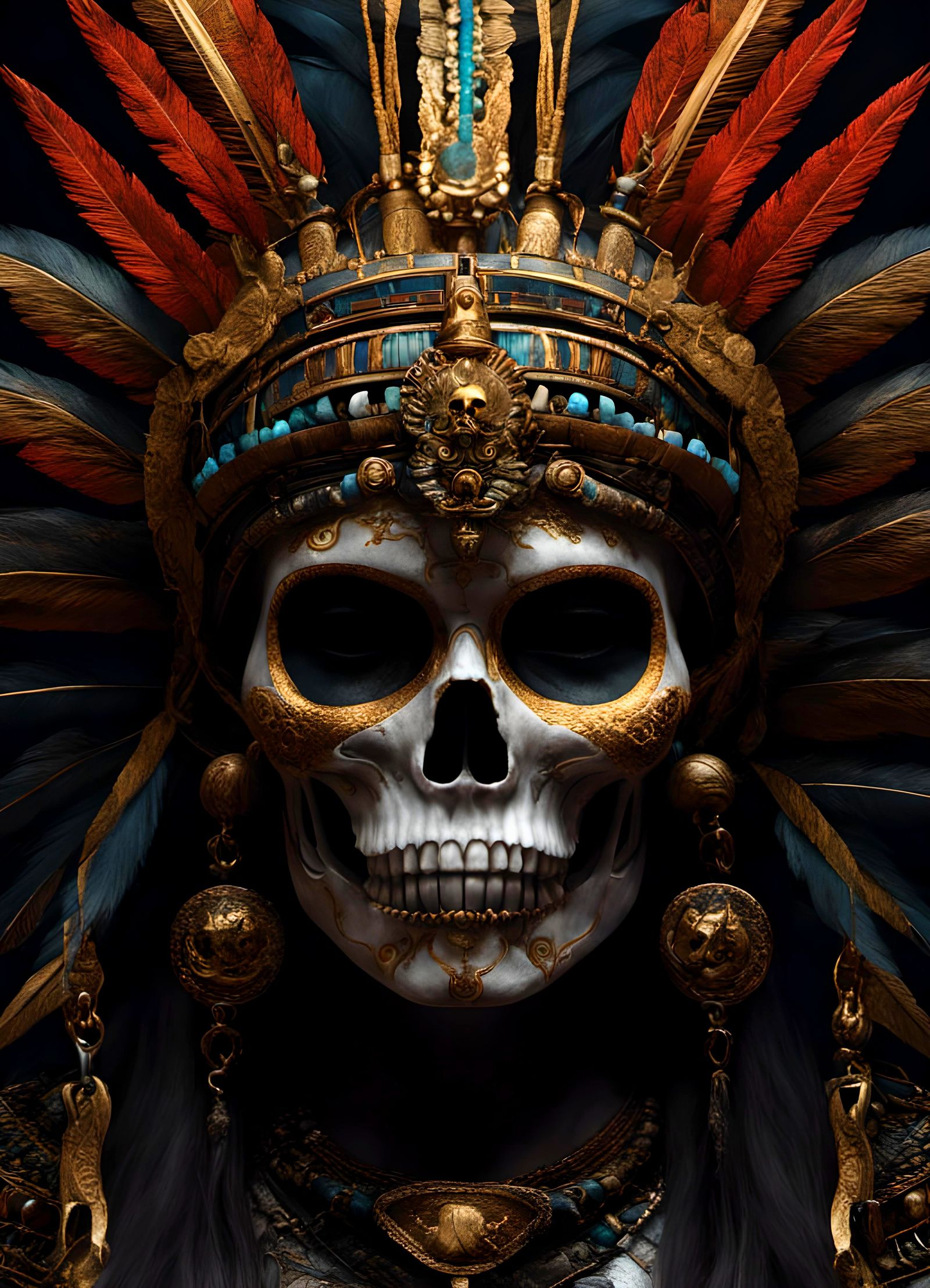 Aztec Goddess of Death: Skull-Faced Masterpiece