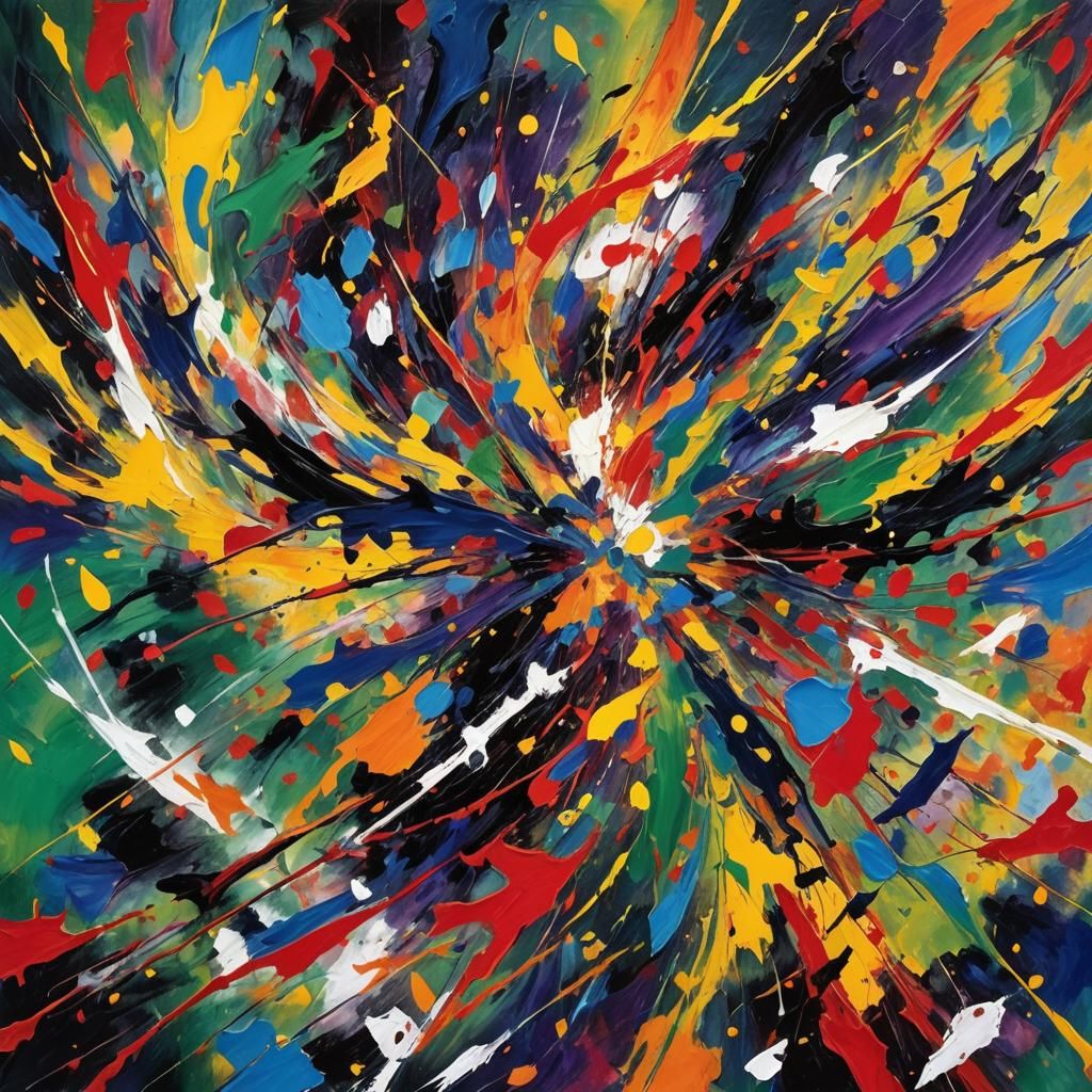 Vibrant Abstract Expressionism Chaos in Fauvist Colors