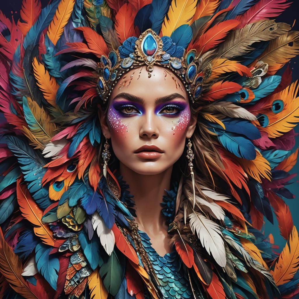 Feathered and Scaled Runway Models: Hyperrealistic Splash Ar...