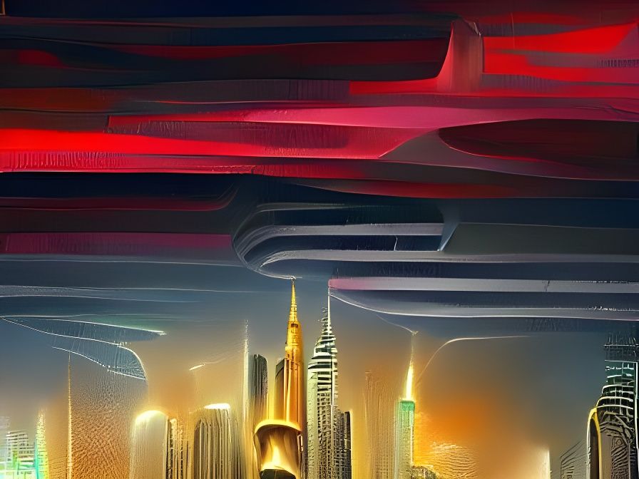 Sci-Fi City in Art Informel Style