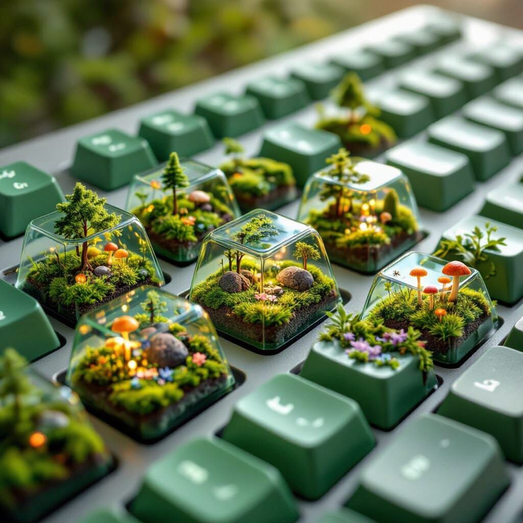 Macro Keyboard with Enchanted Terrarium Keycaps