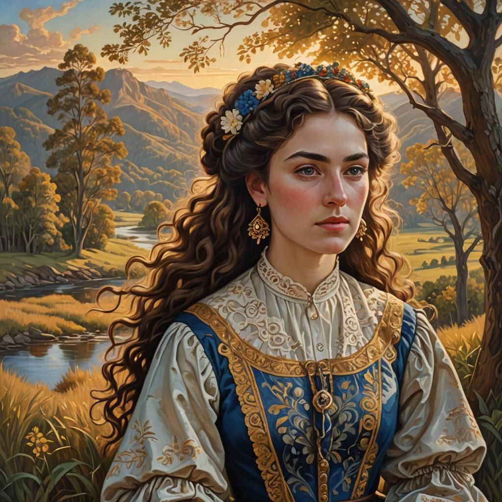 Estella Adler Portrait in 1868 American Landscape