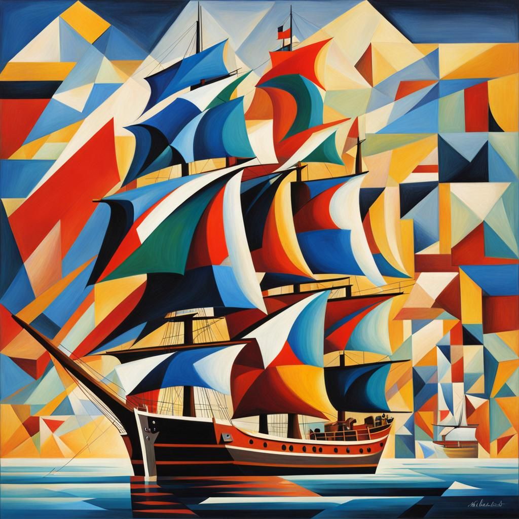 Cubist Pirate Ship off the Coast of Denmark