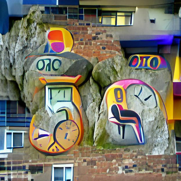 Art Deco Clock Face in Colorful Style