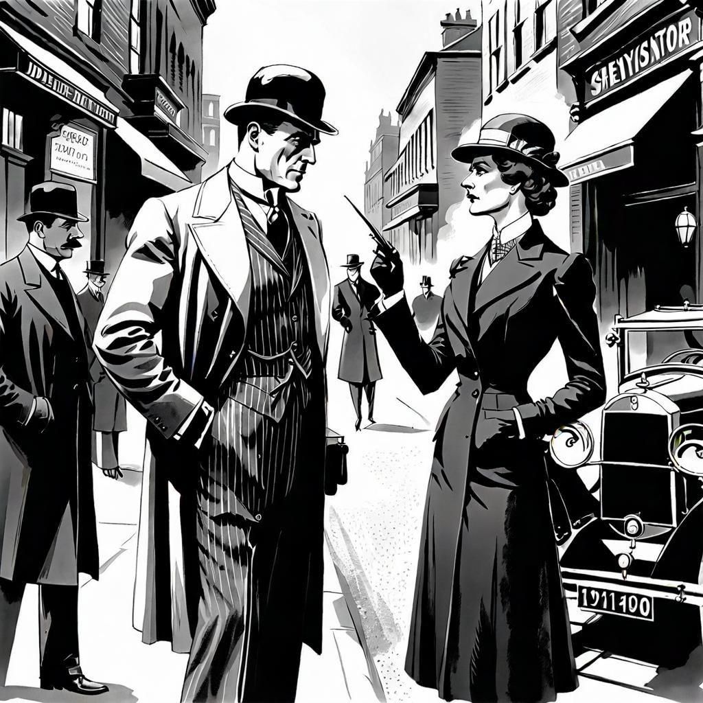 Sexton Blake Interrogation: A Vintage Ink Sketch