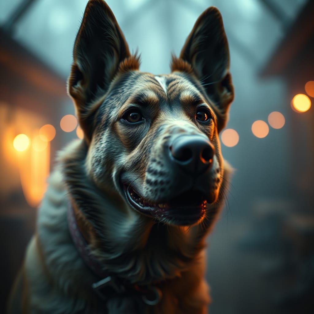 Hyperrealistic Dog Portrait with Cinematic Lighting