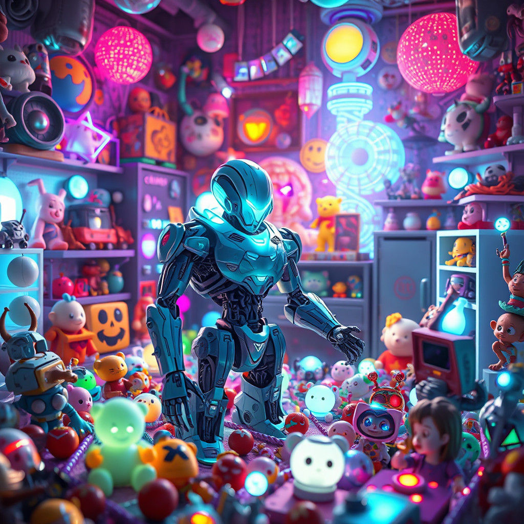 Futuristic Robot in Iridescent Toy Trove