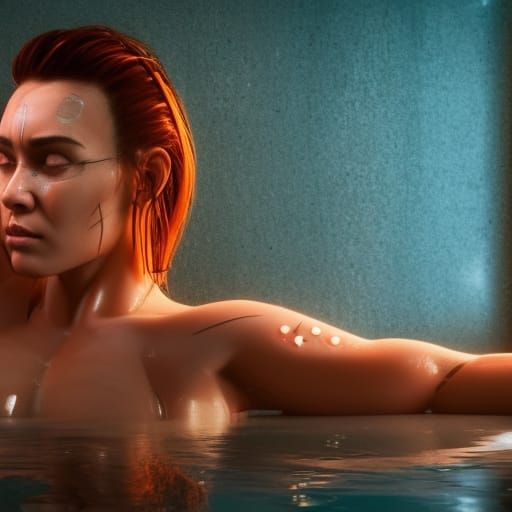 female half cyborg bodybuilder