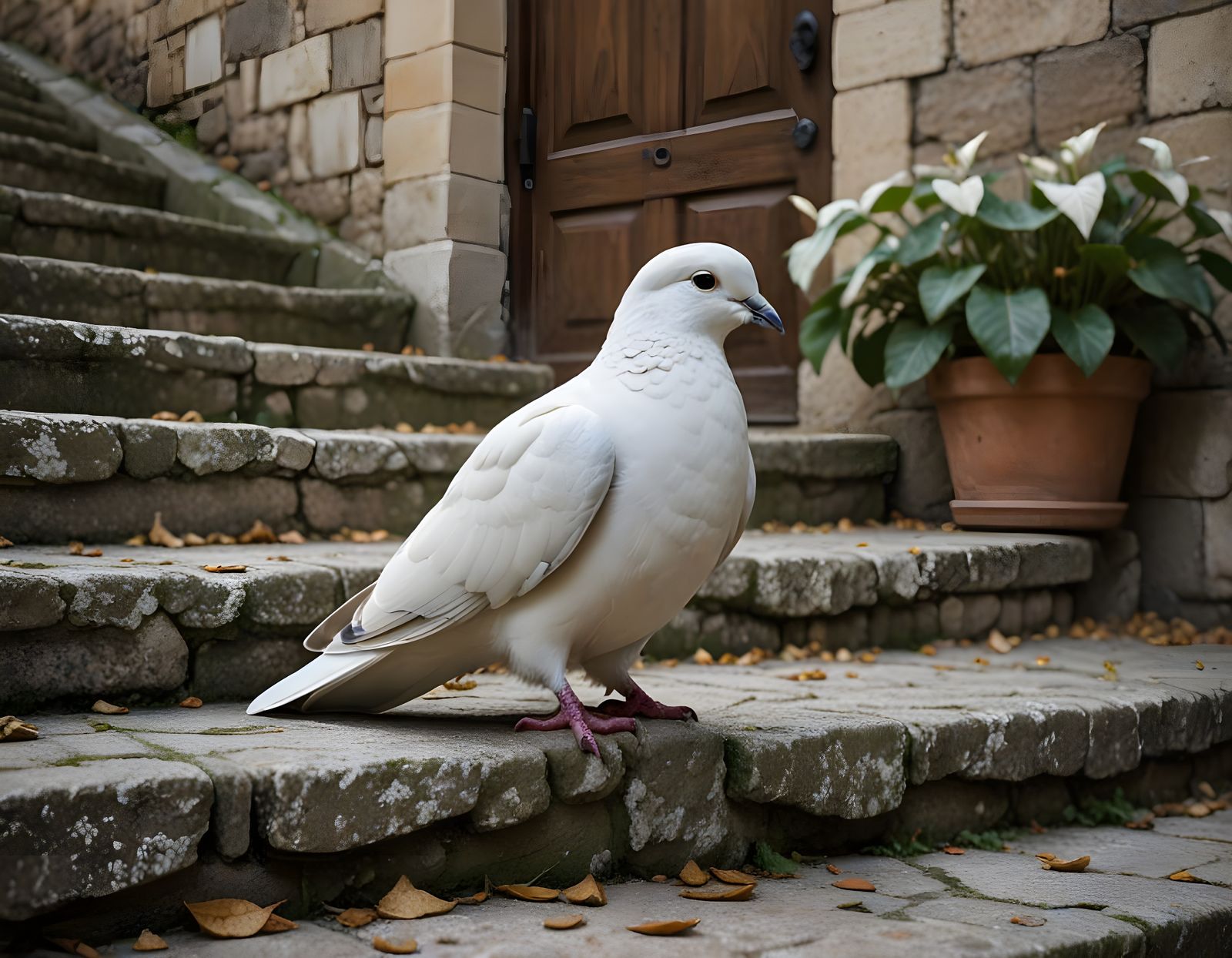 Portrait of Man Resembling Jesus with Dove