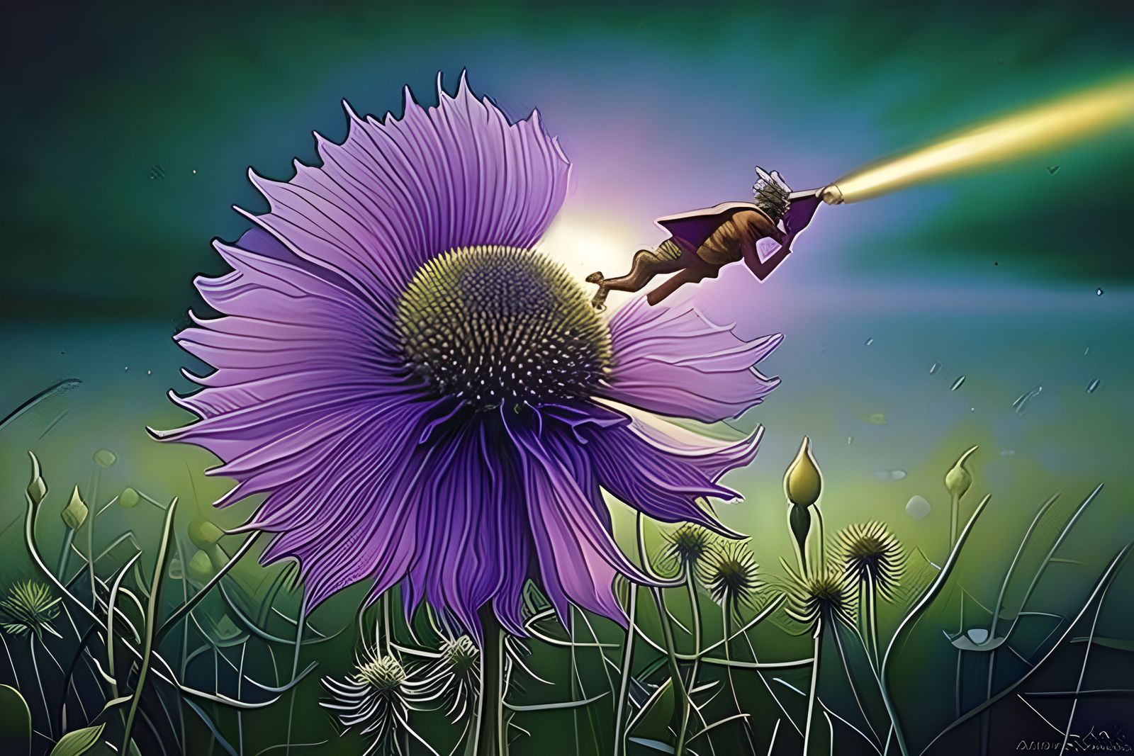 Surreal Figure Bathed in Light, Hyperdetailed