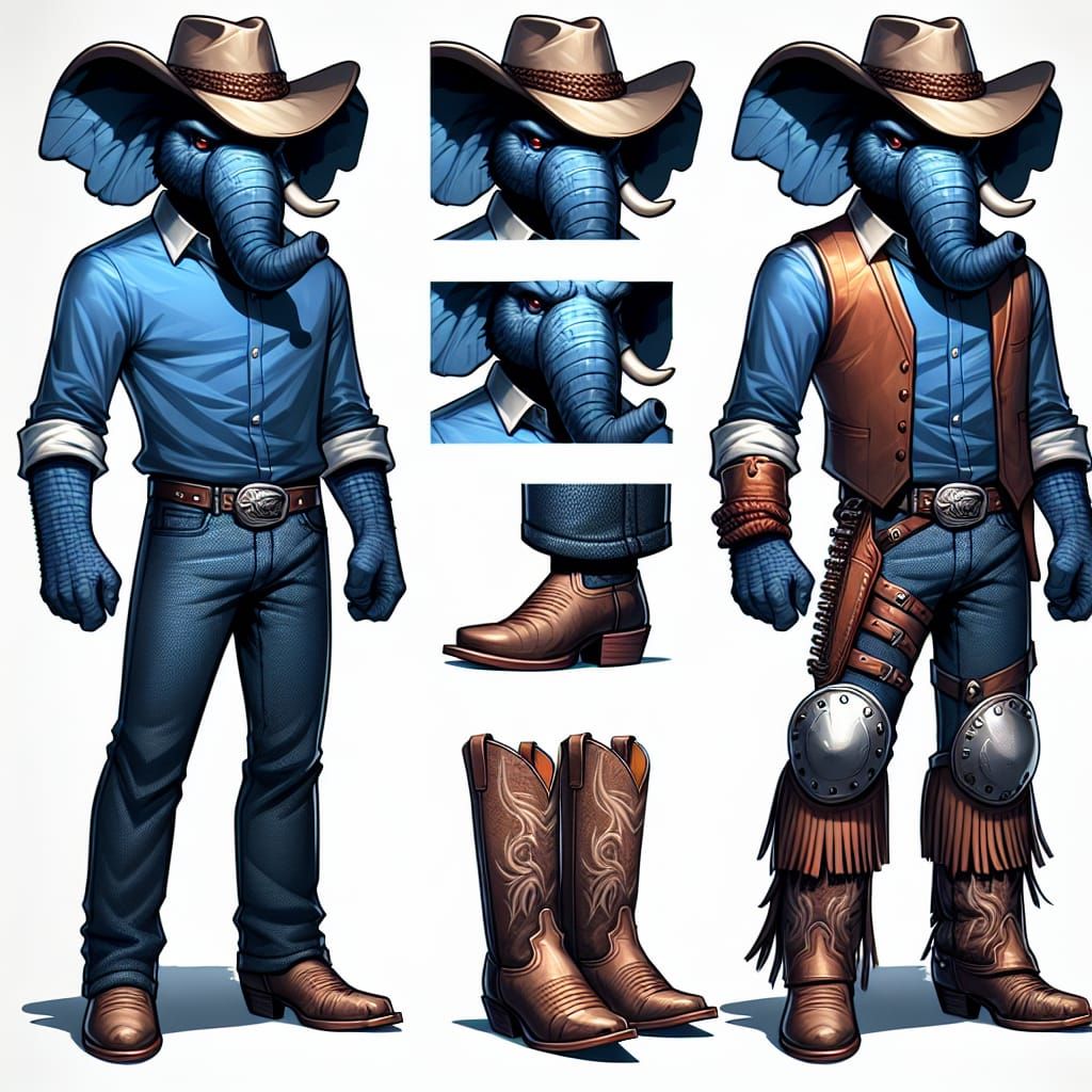 Elephant Cowboy in Western Outfit