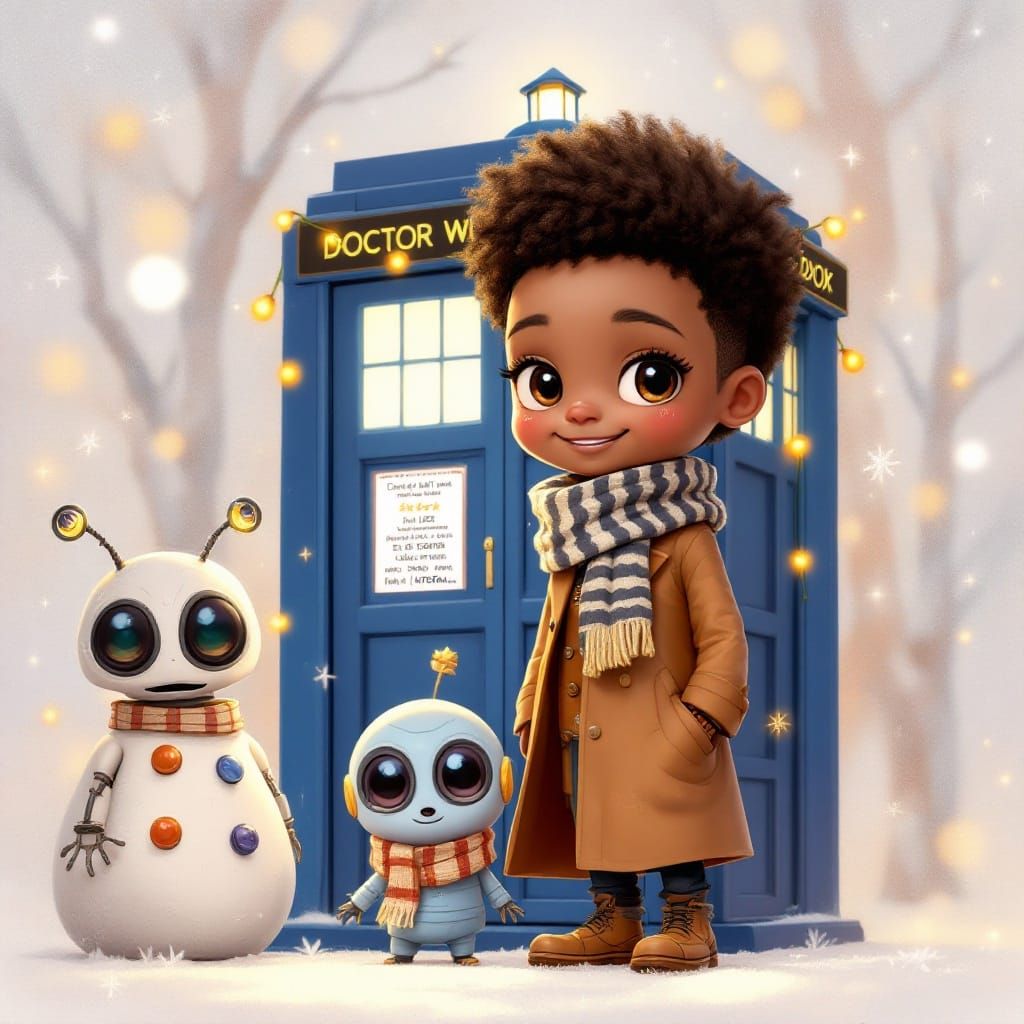 Festive Doctor Who Illustration in Amano Style