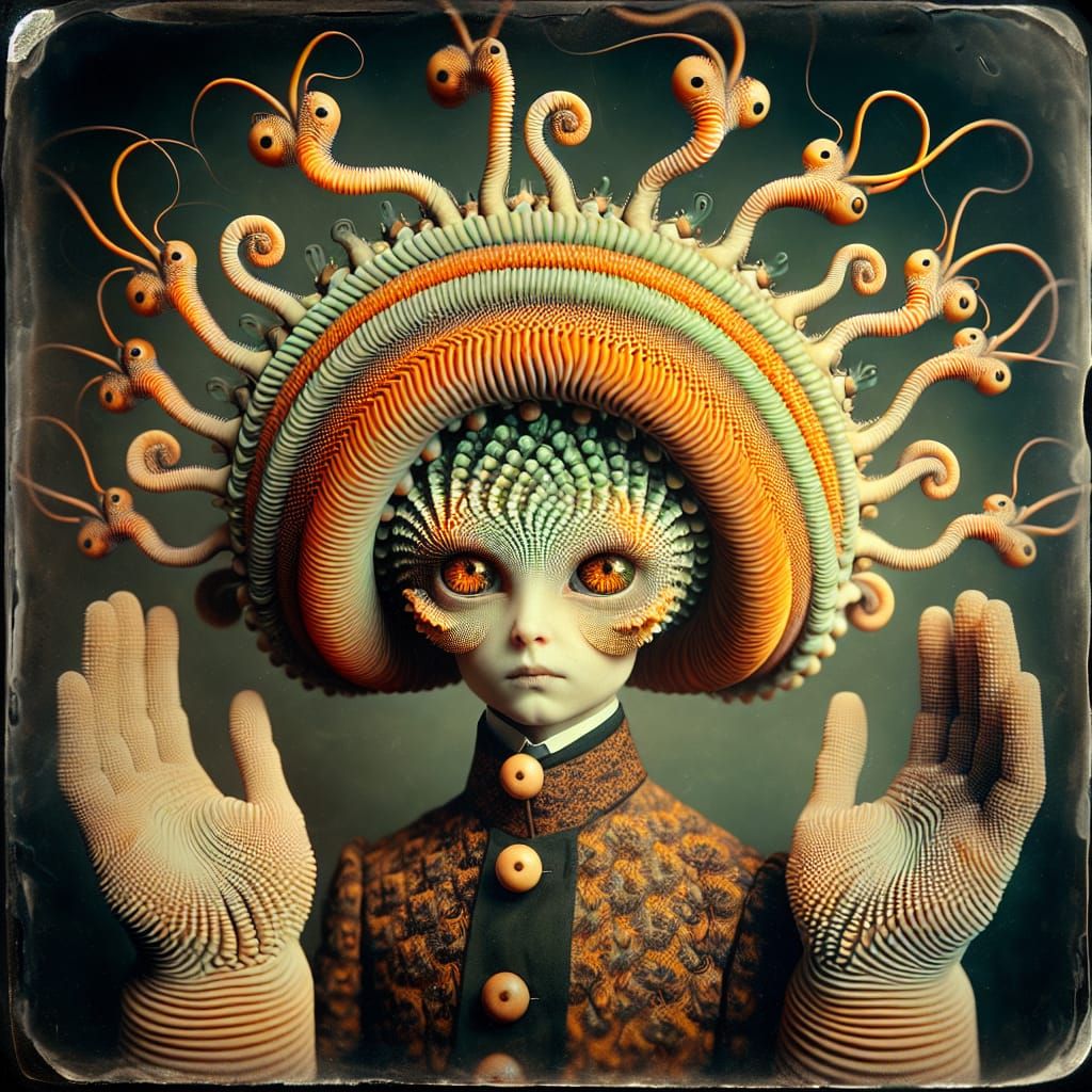 Surreal Portrait of an Albino Space Opera Hero in Fractal Ha...