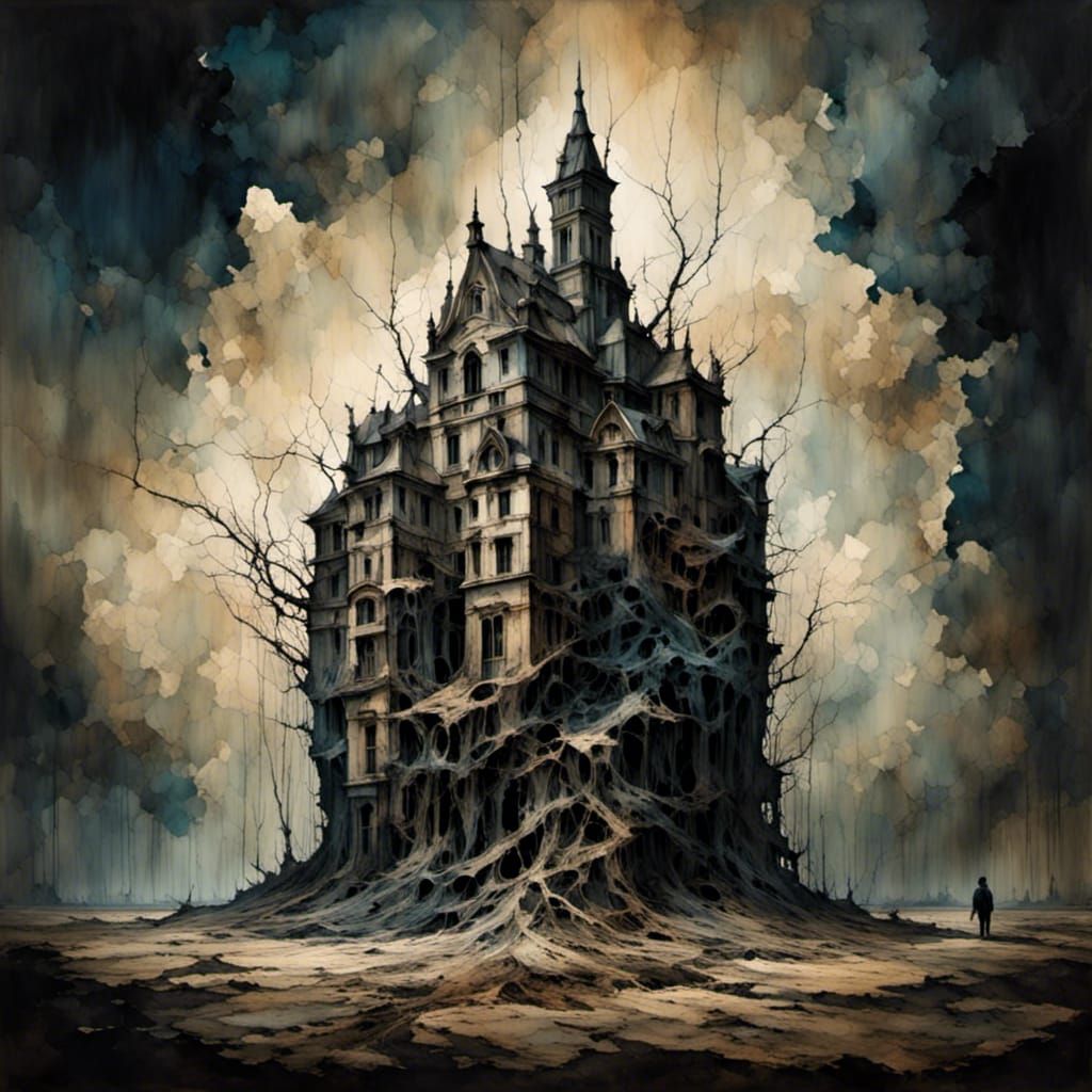 Surreal Death by Tetris in Dark Style