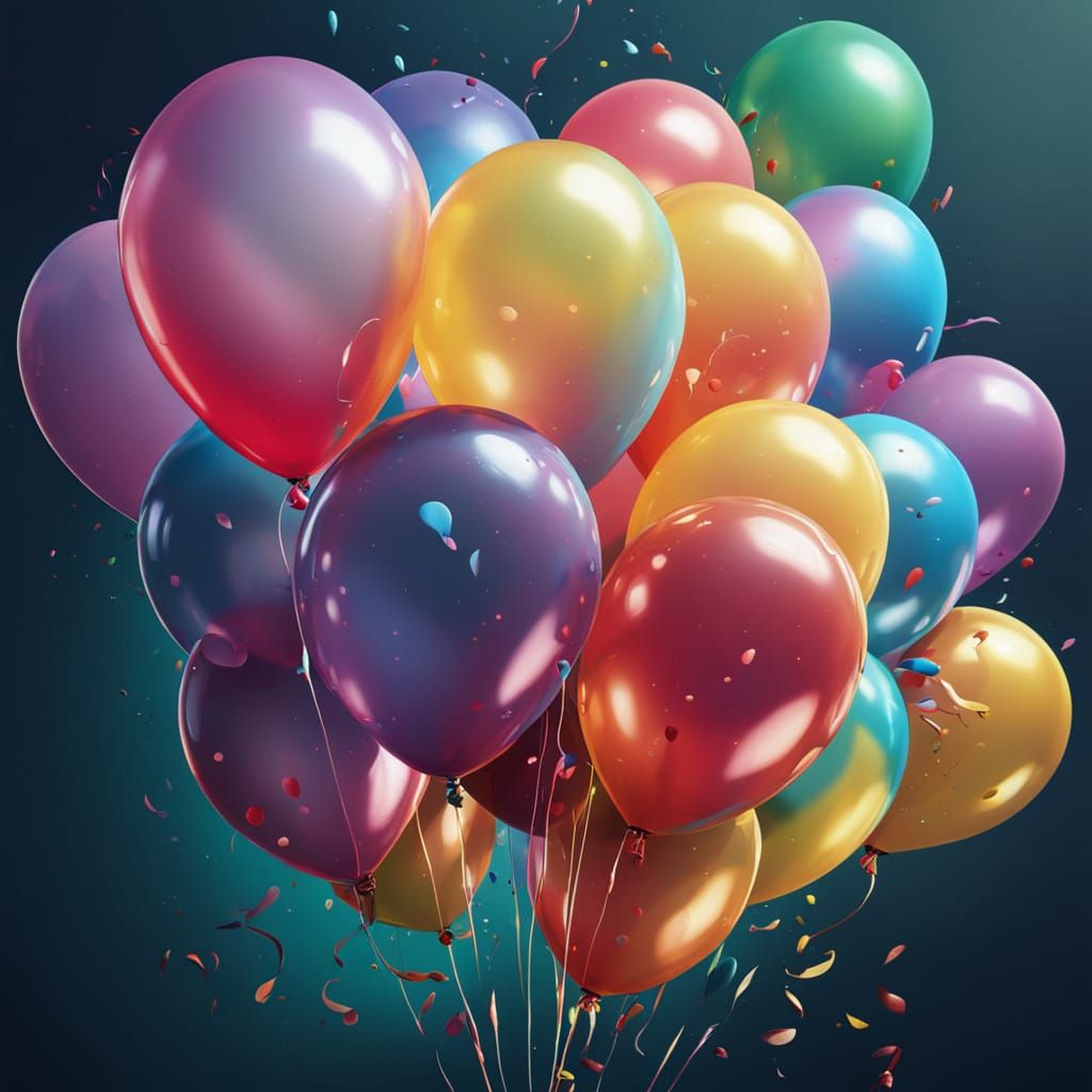 Hyperrealistic Balloons in Splash Art Style