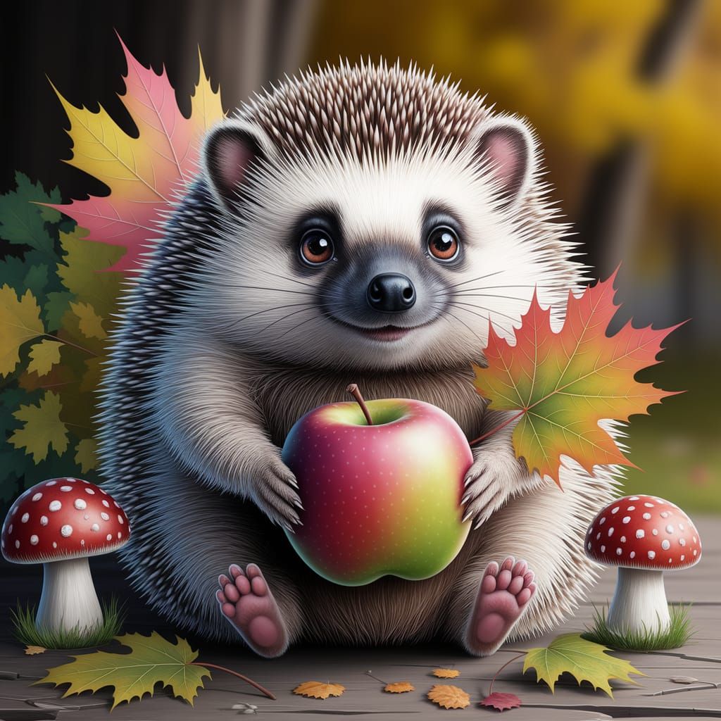 Charming Hedgehog Portrait in Hyperrealistic Digital Art
