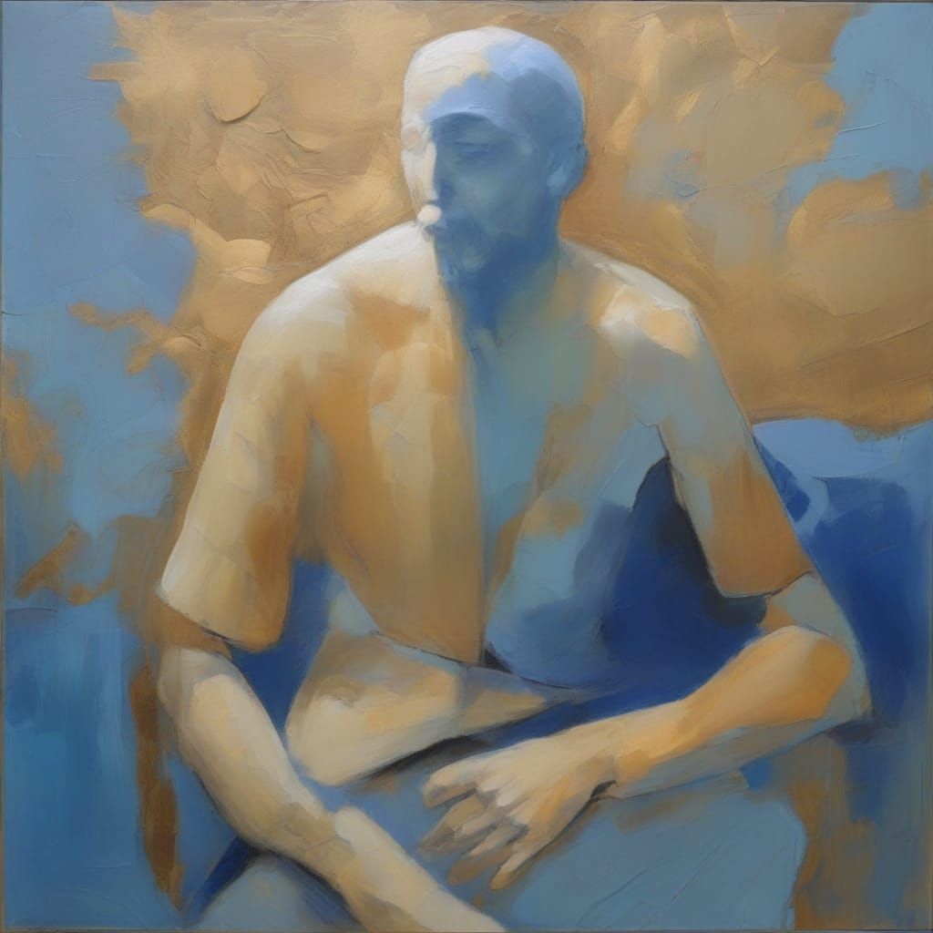 Surreal Man Submerged in Faith, Expressive Brushstrokes