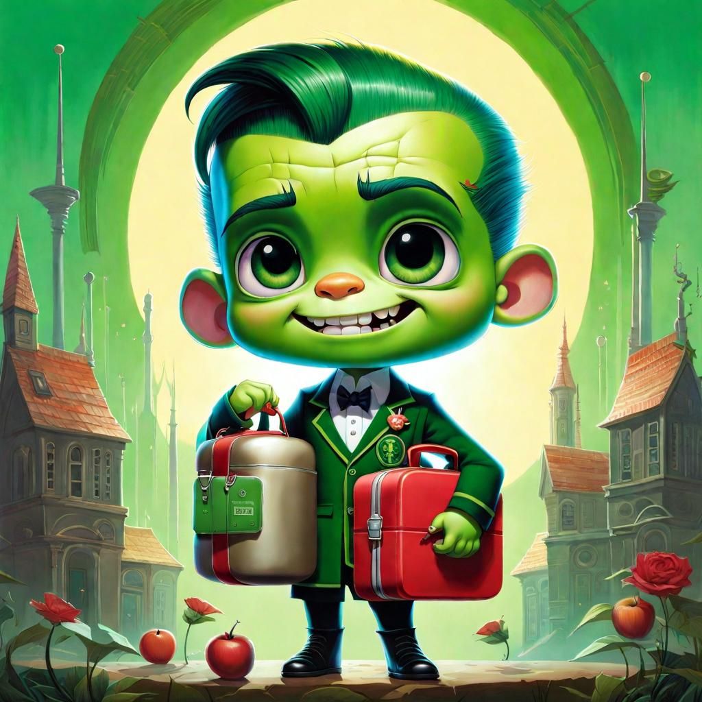 Chibi Frankenstein's First Day: 3D Rendered Artwork