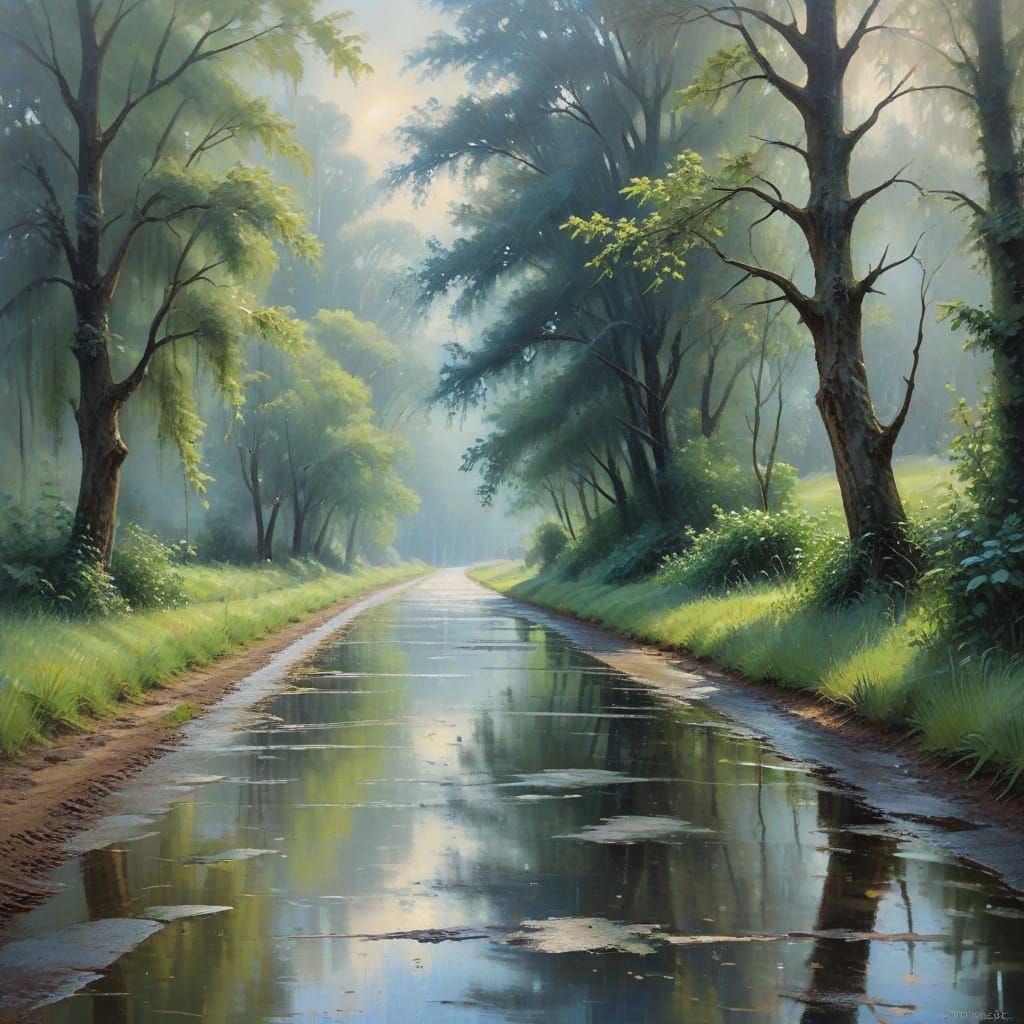 Rain-Washed country Road