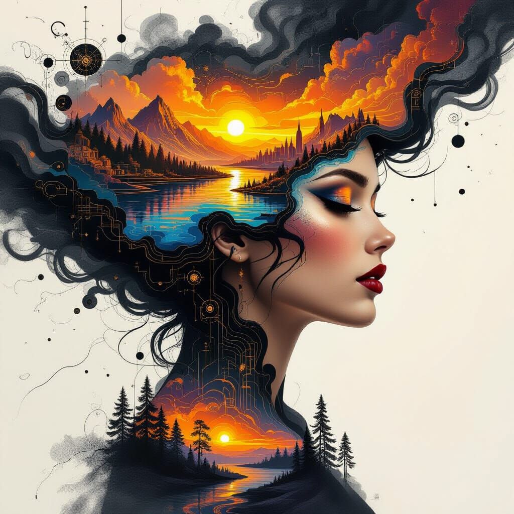 Surreal Portrait: Landscape Within a Mind