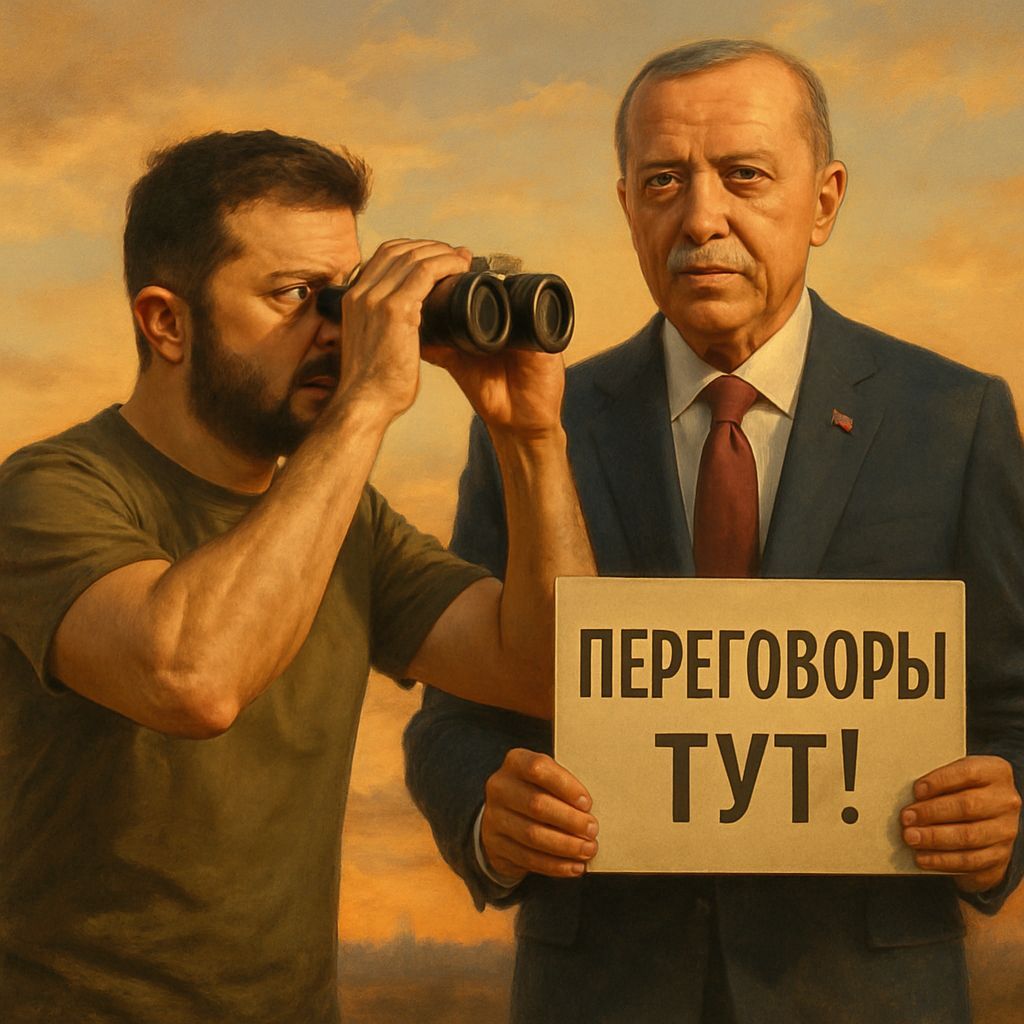 Zelensky and Erdogan Golden Hour Negotiation Illustration