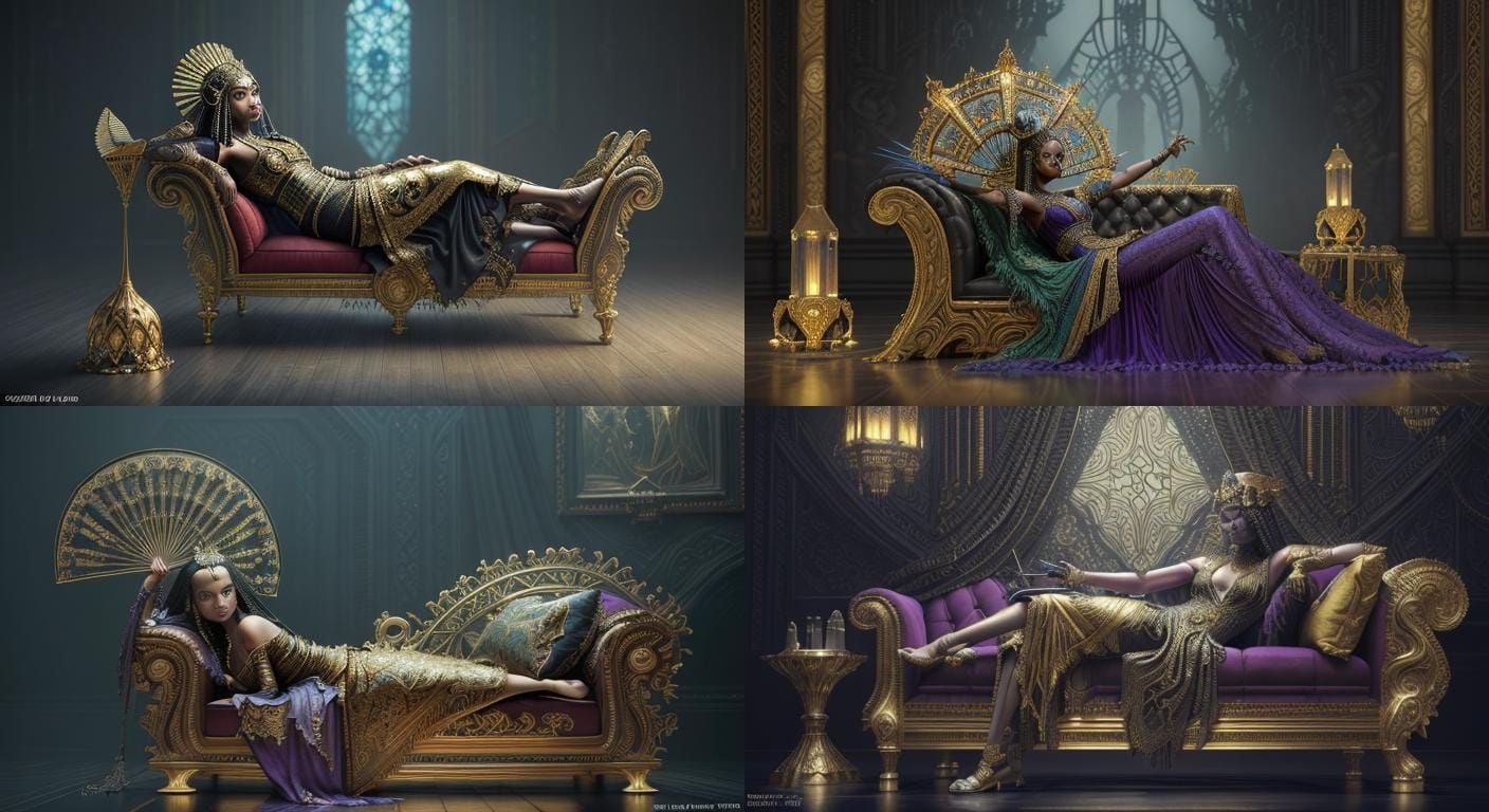 Ethiopian Cleopatra in 1920s Gown, Octane Render