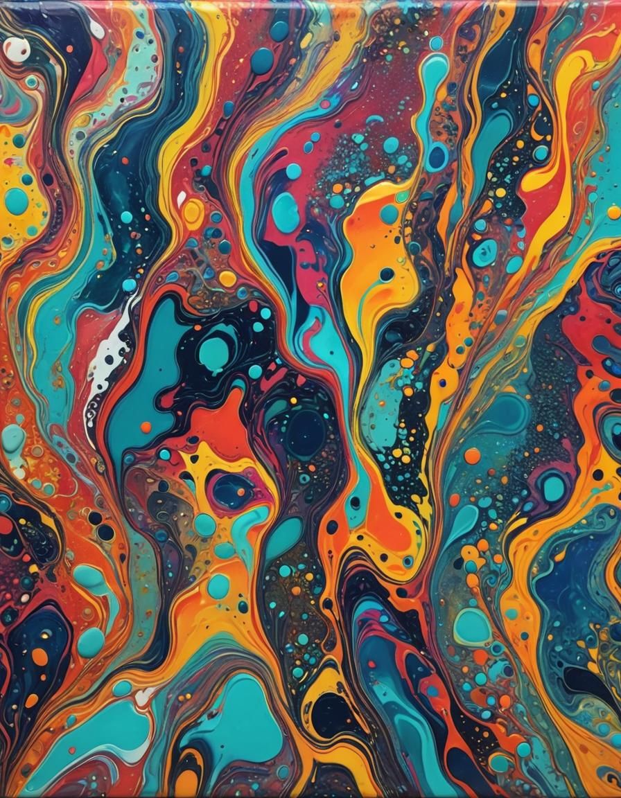Colorful Abstract Acrylic Pour Art