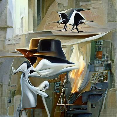 Spy vs Spy in Oil Painting Style