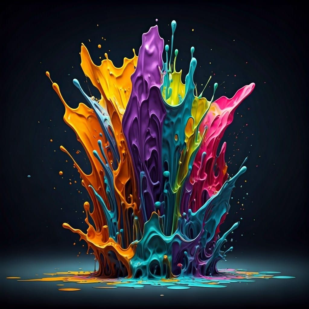 Colorful Graffiti Splash Art With Oil Gouache