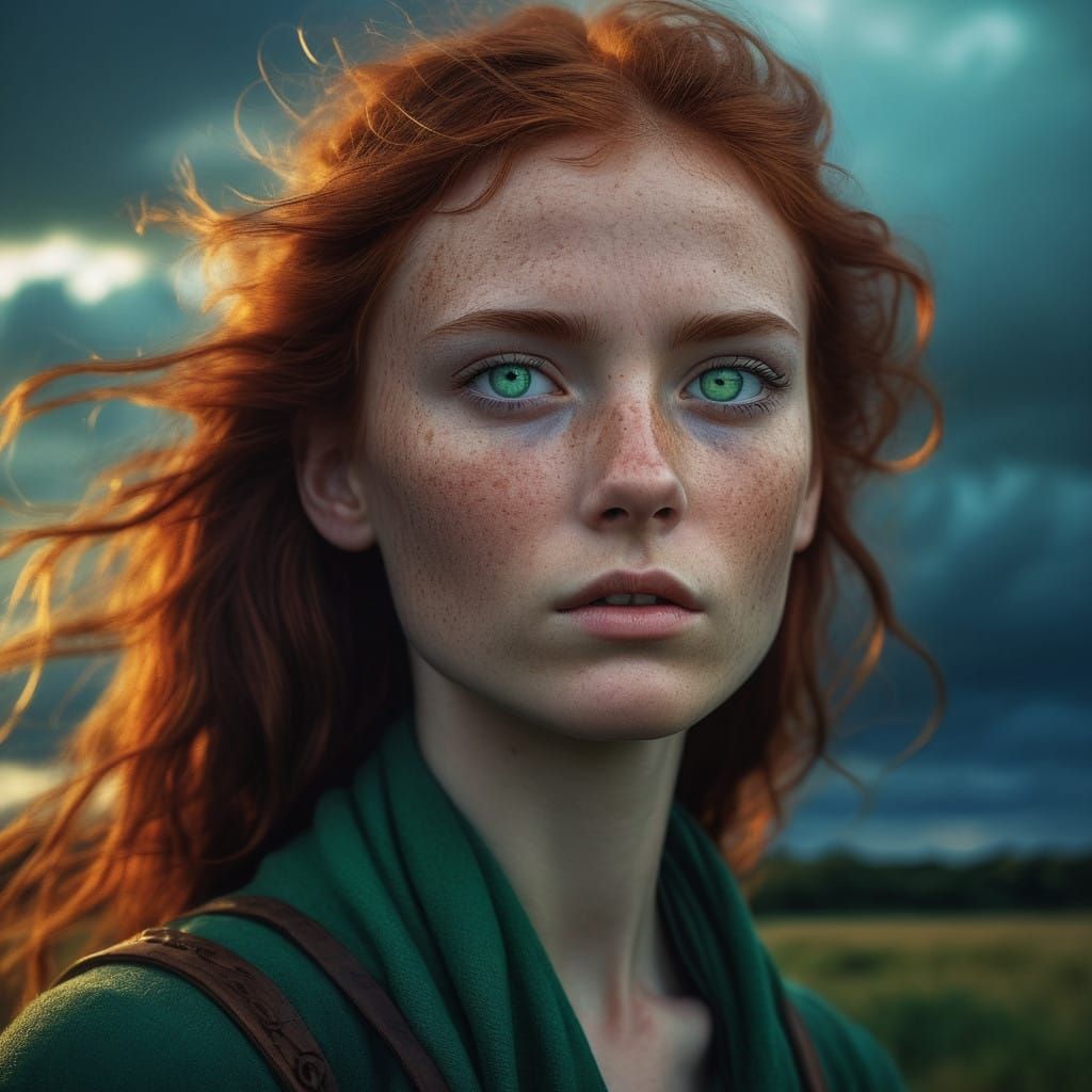 Emerald Goddess Confronts the Storm