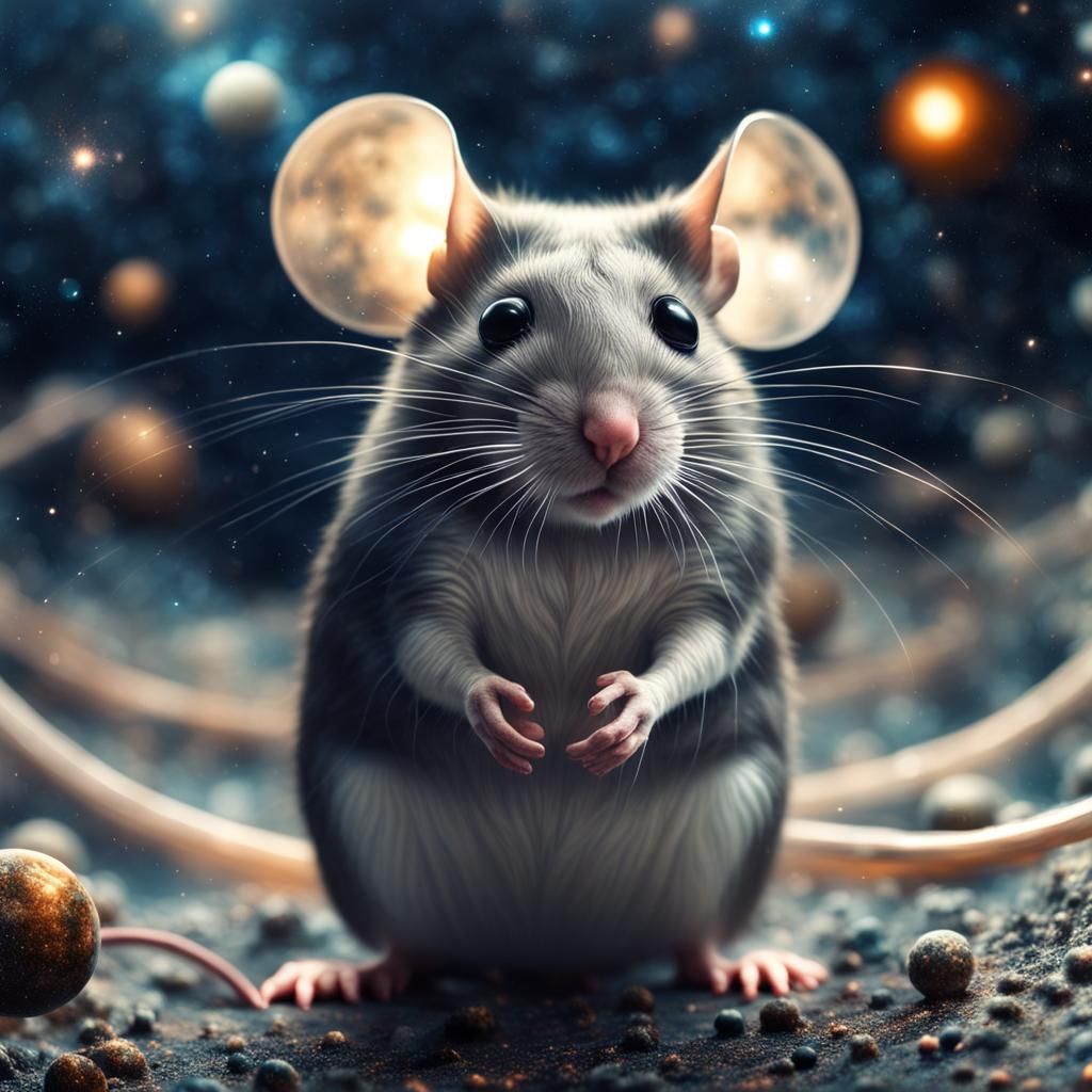 Mouse in Neural Network Galaxy: Photorealistic 16k