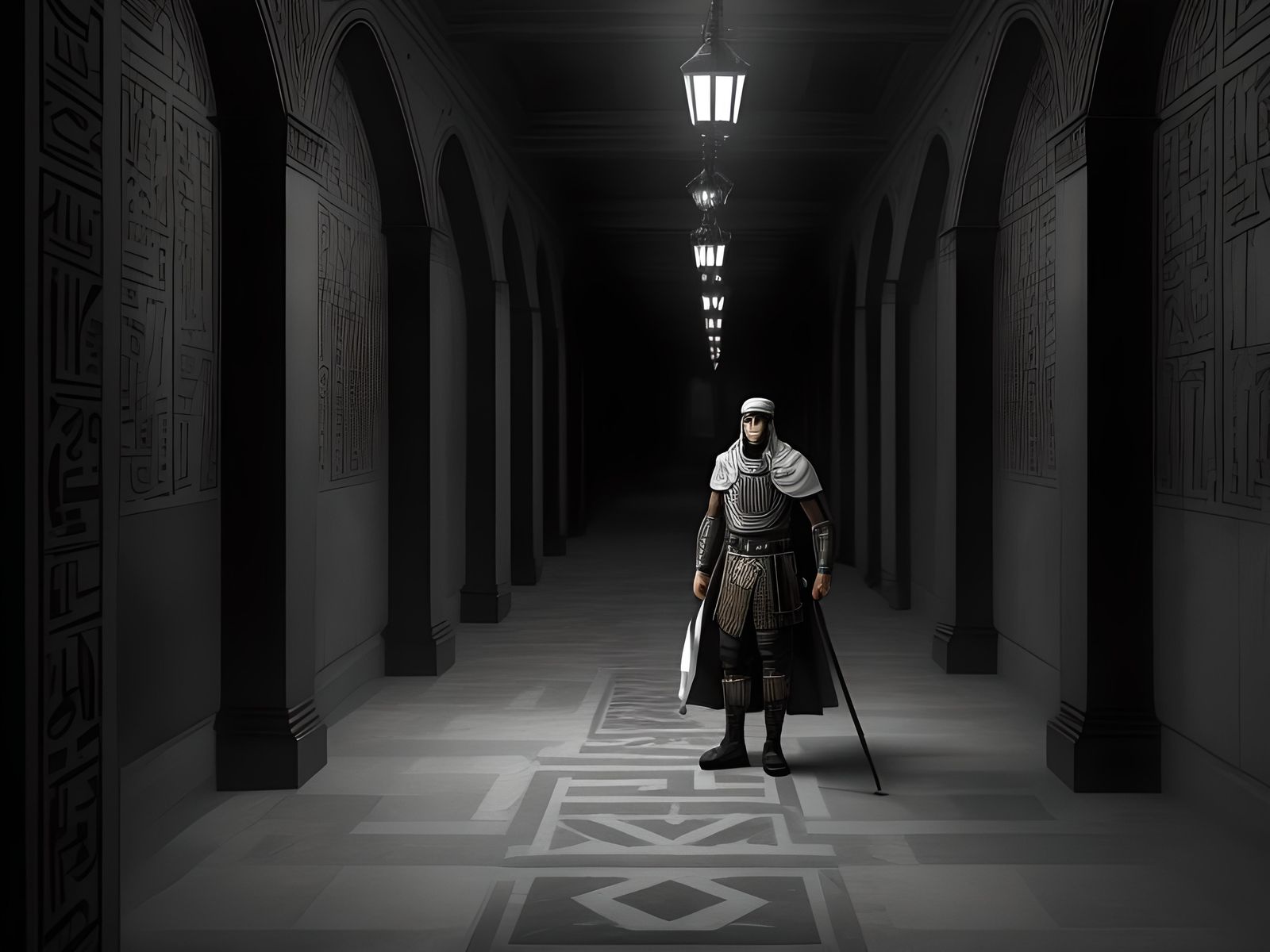 Egyptian Snake-Head in Stone Maze, 1920s Photo