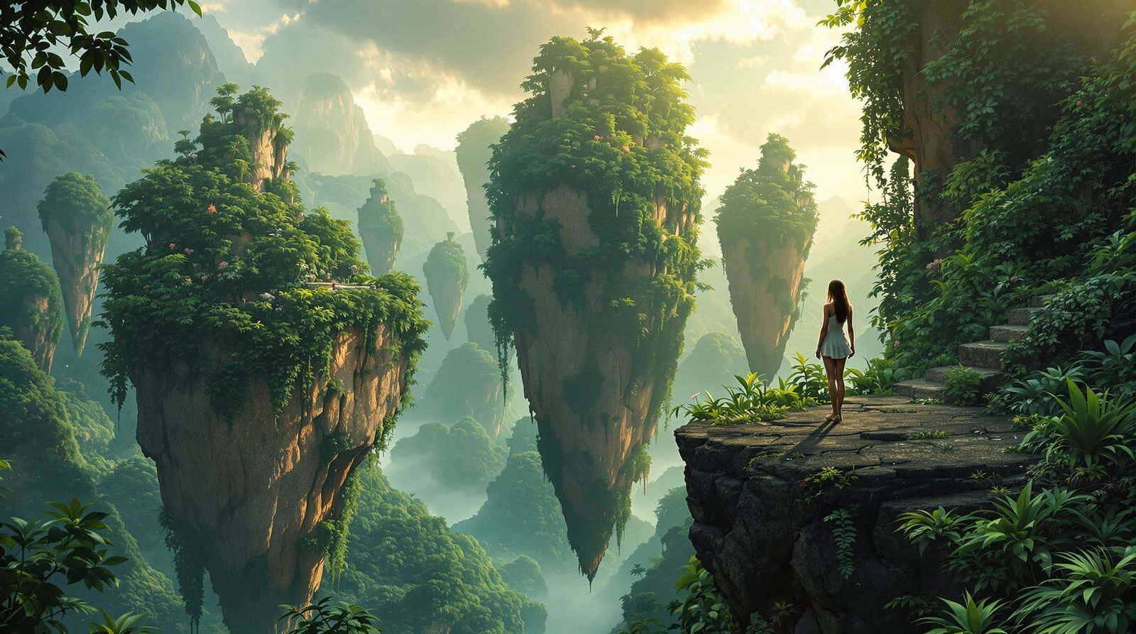 Fantasy Landscape with Floating Islands, Digital Painting