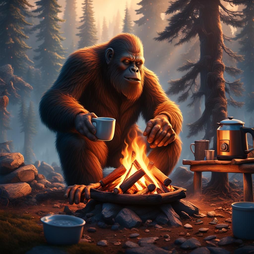 Bigfoot Brews Coffee: Detailed Matte Painting