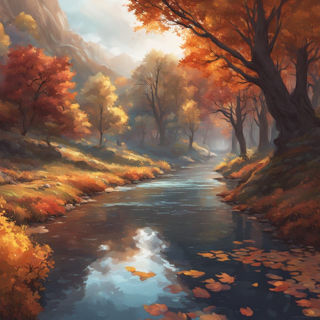 Autumn River Landscape Concept Art